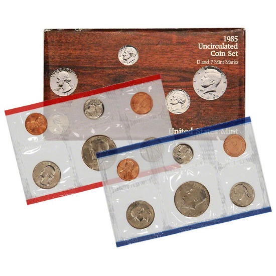 1985 United States Mint Set in Original Government Packaging, 10 Coins Inside!