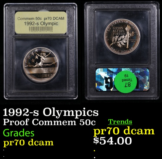 Proof 1992-s Olympics Modern Commem Half Dollar 50c Graded GEM++ Proof Deep Cameo BY USCG
