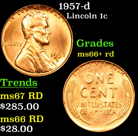 1957-d Lincoln Cent 1c Grades GEM++ RD