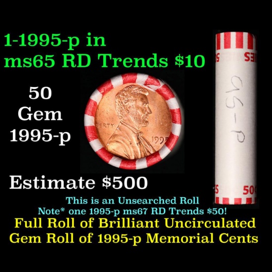 Shotgun Lincoln 1c roll, 1995-p 50 pcs Bank Wrapper.