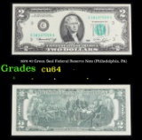 1976 $2 Green Seal Federal Reserve Note (Philadelphia, PA) Grades Choice CU