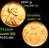 1957-p Lincoln Cent 1c Grades Gem+ Unc RD