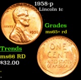 1958-p Lincoln Cent 1c Grades Gem+ Unc RD
