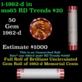 Shotgun Lincoln 1c roll, 1962-d 50 pcs Bank Wrapper.