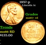 1957-p Lincoln Cent 1c Grades Gem+ Unc RD