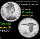 1967 Canada 1 Dollar Silver Coin KM: 70 Grades Choice Unc+ PL