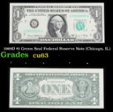 1969D $1 Green Seal Federal Reserve Note (Chicago, IL) Grades Select CU