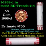 Shotgun Lincoln 1c roll, 1968-d 50 pcs Bank Wrapper.