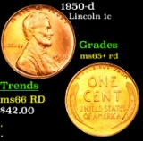 1950-d Lincoln Cent 1c Grades Gem+ Unc RD