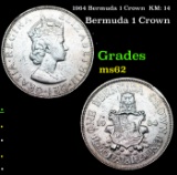 1964 Bermuda 1 Crown  KM: 14 Grades Select Unc