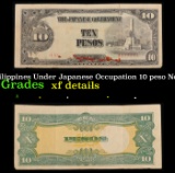1943 Philippines Under Japanese Occupation 10 peso Note P: 111A Grades xf details