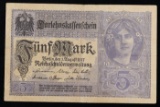 1917 Imperial Germany 5 Mark Note P: 56A Grades vf++