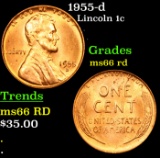 1955-d Lincoln Cent 1c Grades GEM+ Unc RD