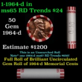 Shotgun Lincoln 1c roll, 1964-d 50 pcs Bank Wrapper.
