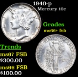 1940-p Mercury Dime 10c Grades GEM++ FSB