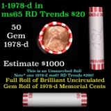 Shotgun Lincoln 1c roll, 1978-d 50 pcs Bank Wrapper.