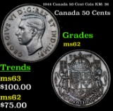 1944 Canada 50 Cent Coin KM: 36 Grades Select Unc