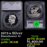 Proof 1973-s Silver Eisenhower Dollar $1 Graded pr69+ DCAM BY SEGS