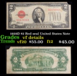 1928D $2 Red seal United States Note Grades vf details