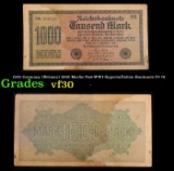 1922 Germany (Weimar) 1000 Marks Post-WWI Hyperinflation Banknote P# 76 Grades vf++