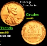 1943-p Lincoln Cent 1c Grades GEM+ Unc