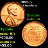 1955-p Lincoln Cent 1c Grades GEM++ RD