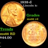 1938-d Lincoln Cent 1c Grades GEM+ Unc RD
