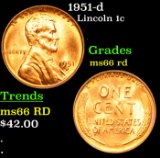 1951-d Lincoln Cent 1c Grades GEM+ Unc RD