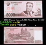 2009 Upper Korea 5,000 Won Note P: 66S Grades Gem+ CU