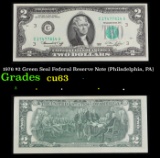 1976 $2 Green Seal Federal Reserve Note (Philadelphia, PA) Grades Select CU