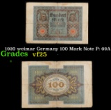 1920 weimar Germany 100 Mark Note P: 69A Grades vf+