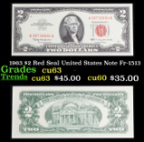 1963 $2 Red Seal United States Note Fr-1513 Grades Select CU