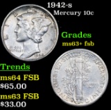 1942-s Mercury Dime 10c Grades Select Unc+ FSB