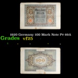 1920 Germany 100 Mark Note P# 69A Grades vf+