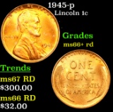 1945-p Lincoln Cent 1c Grades GEM++ RD