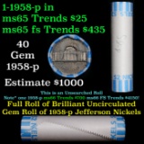 Shotgun Jefferson 5c roll, 1958-p 40 pcs Bank Wrapper