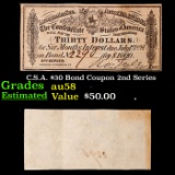 C.S.A. Loan Interest Note $30 Coupon Feb 17th 1864 Grades Choice AU/BU Slider