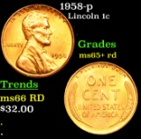 1958-p Lincoln Cent 1c Grades Gem+ Unc RD