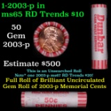 Shotgun Lincoln 1c roll, 2003-p 50 pcs Dunbar Wrapper.