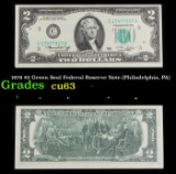 1976 $2 Green Seal Federal Reserve Note (Philadelphia, PA) Grades Select CU