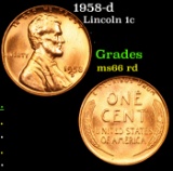1958-d Lincoln Cent 1c Grades GEM+ Unc RD