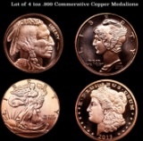 Lot of 4 1oz .999 Commerative Copper Medalions