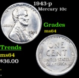 1943-s Lincoln Cent 1c Grades GEM Unc