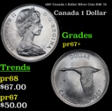 Proof 1967 Canada 1 Dollar Silver Coin KM: 70 Grades GEM++ Proof