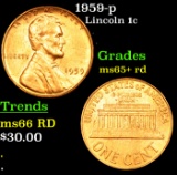 1959-p Lincoln Cent 1c Grades Gem+ Unc RD