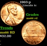 1963-p Lincoln Cent 1c Grades GEM+ Unc RD