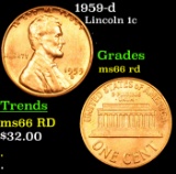 1959-d Lincoln Cent 1c Grades GEM+ Unc RD