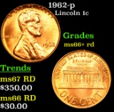 1962-p Lincoln Cent 1c Grades GEM++ RD