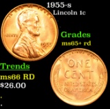 1955-s Lincoln Cent 1c Grades Gem+ Unc RD