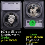 Proof 1971-s Silver Eisenhower Dollar $1 Graded pr69+ DCAM BY SEGS